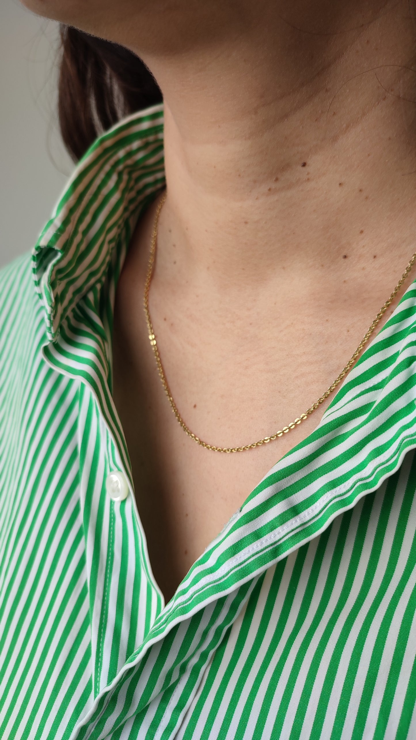 Chaine ancienne à maille limée en or jaune 750, 18k