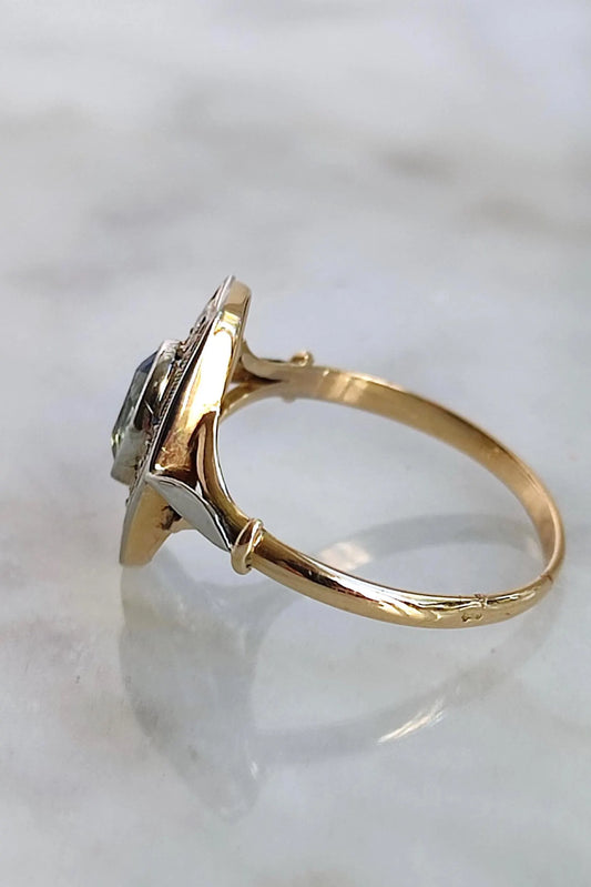 Bague Or 18k Epoque Art Deco saphir bleu