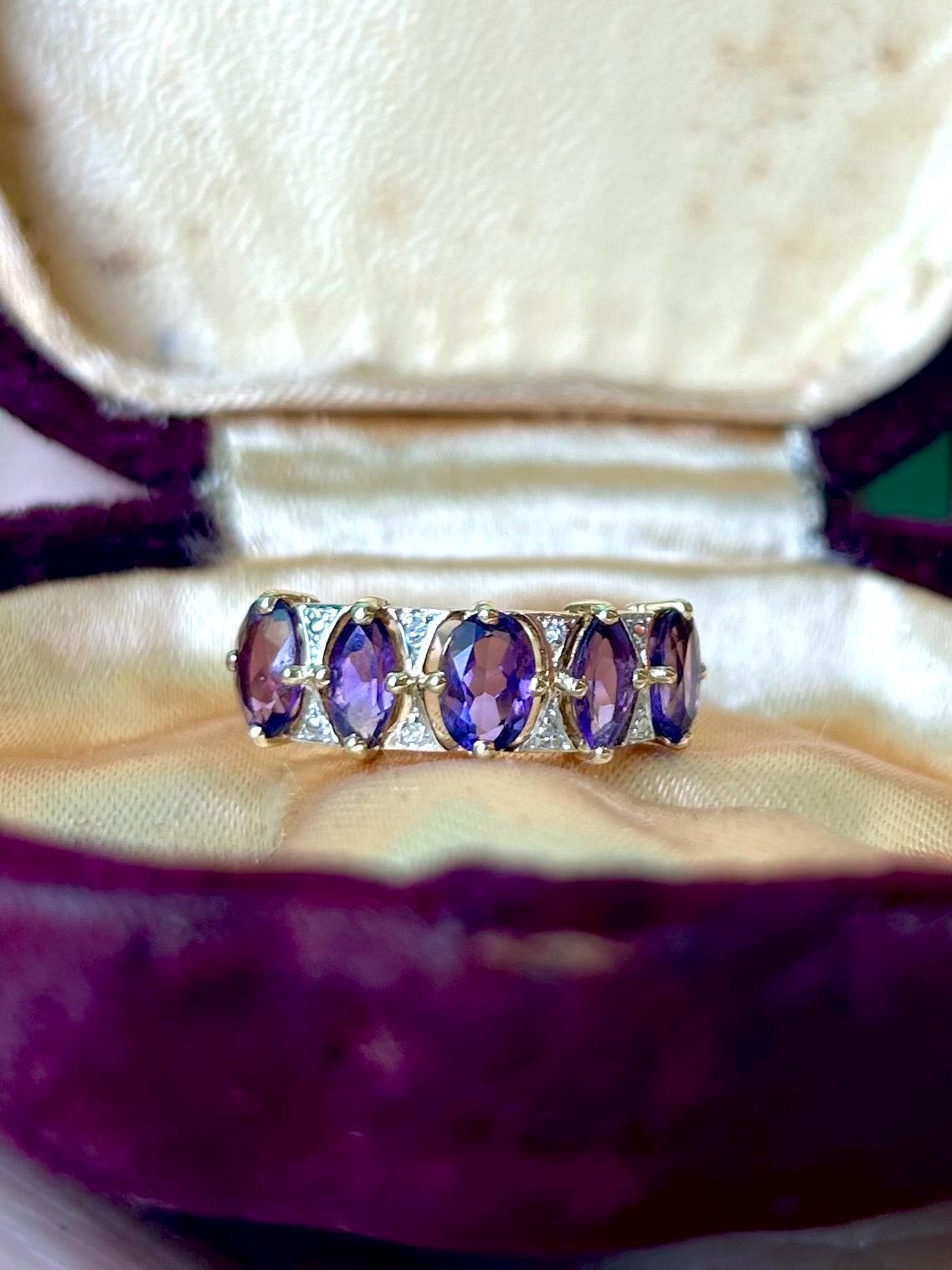 Bague jarretière or jaune et blanc – Améthystes & diamants