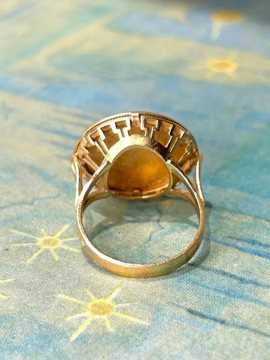 Bague en or 18k montée d'une authentique pièce Marianne 10F en or