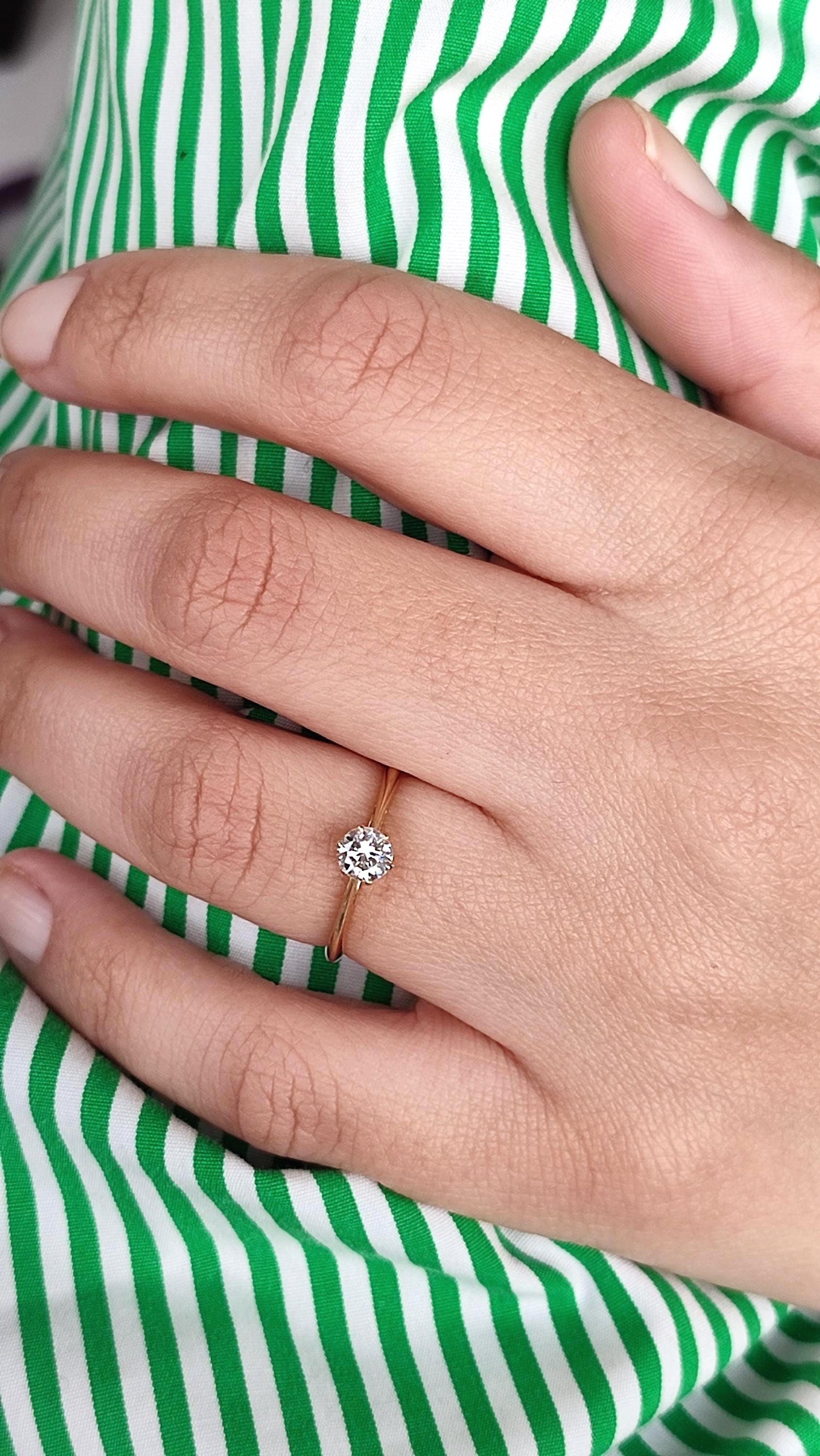 Bague solitaire or jaune 18K diamant 0,35 ct – Bague de fiançailles vintage