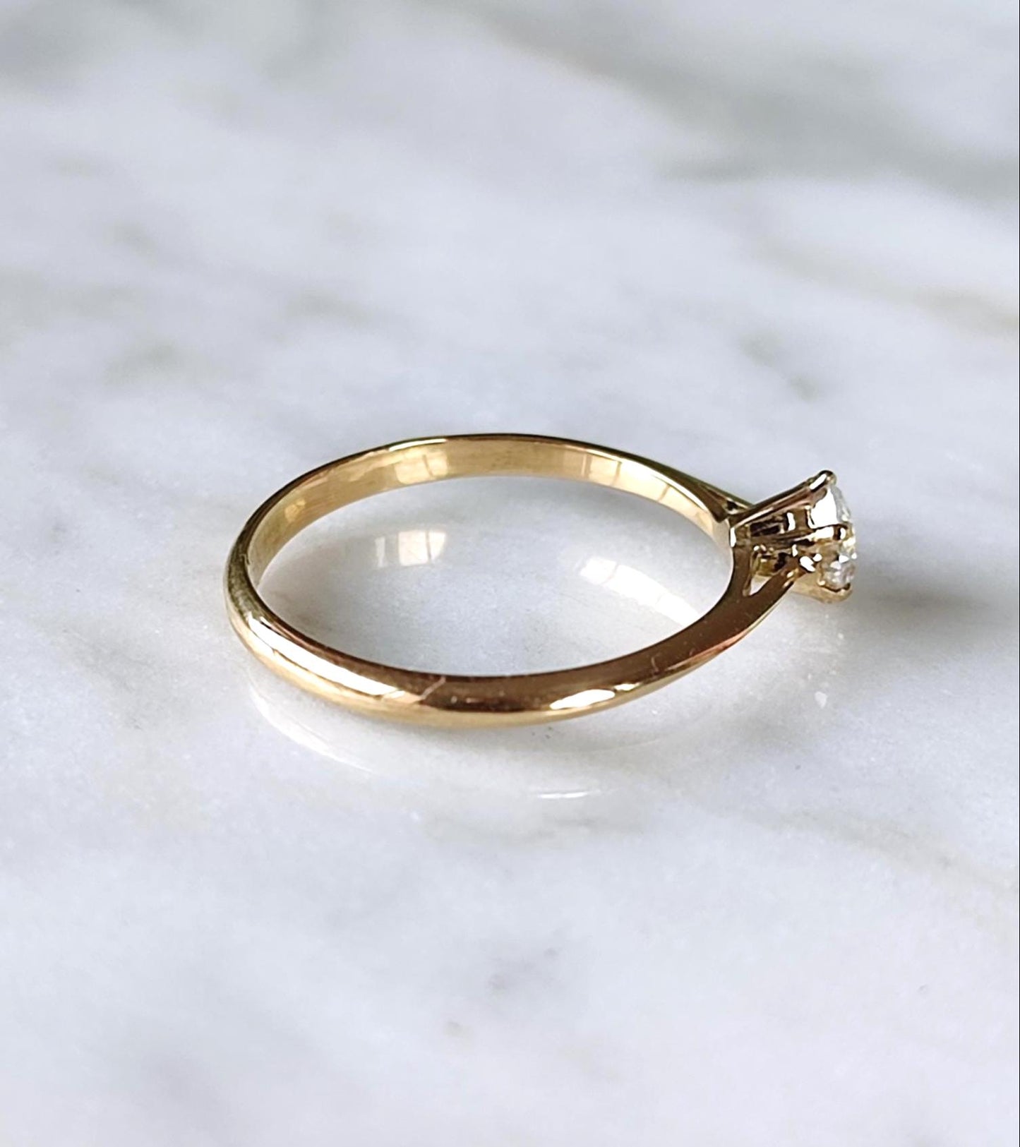 Bague solitaire or jaune 18K diamant 0,35 ct – Bague de fiançailles vintage