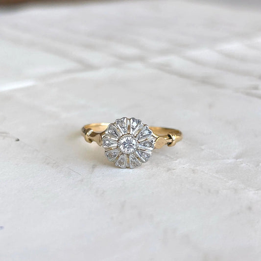 Bague marguerite ancienne diamant or 18k Belle Époque