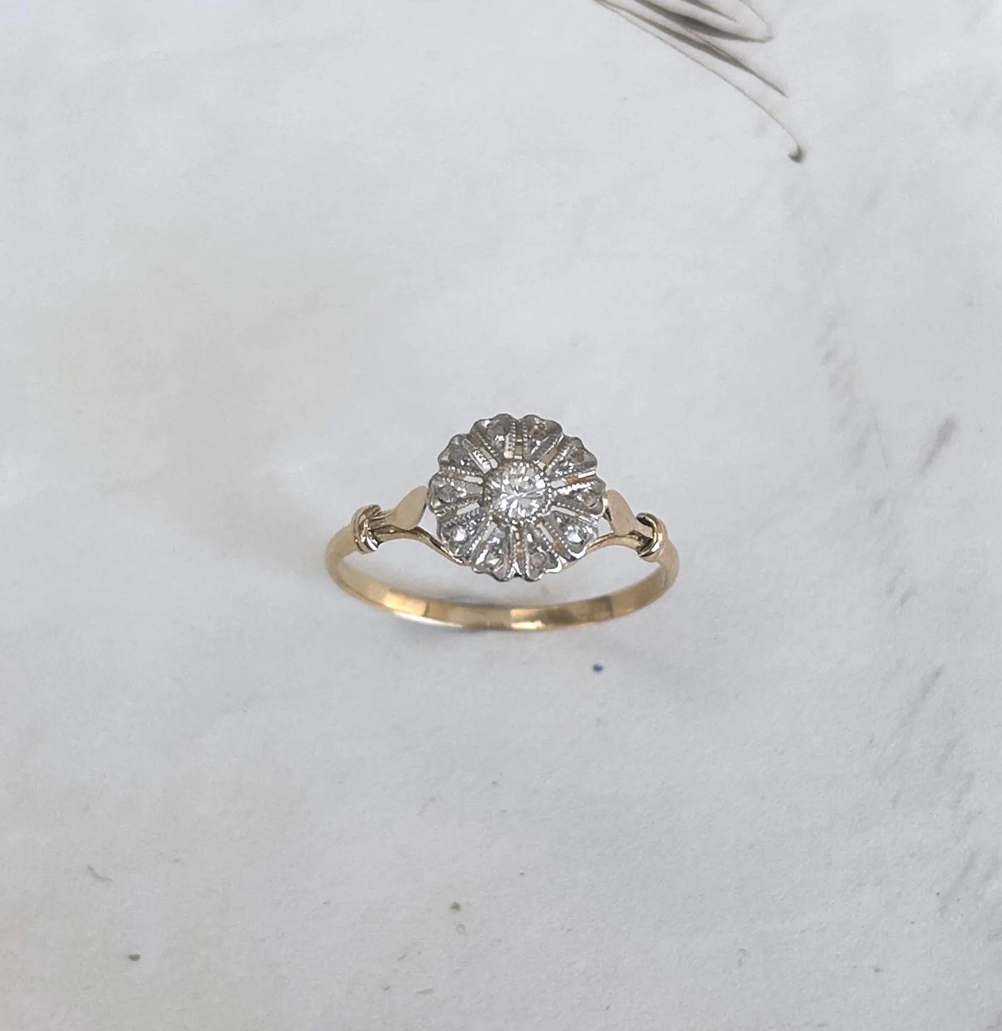 Bague marguerite ancienne diamant or 18k Belle Époque