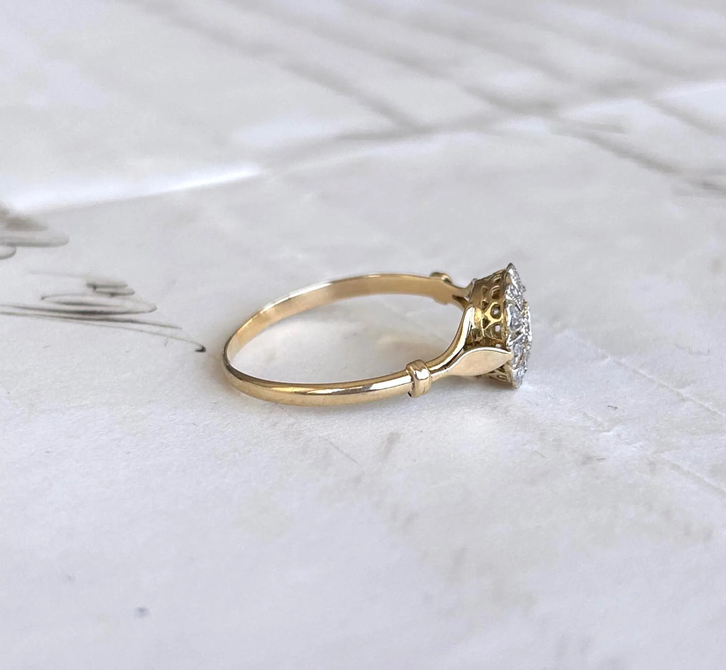 Bague marguerite ancienne diamant or 18k Belle Époque