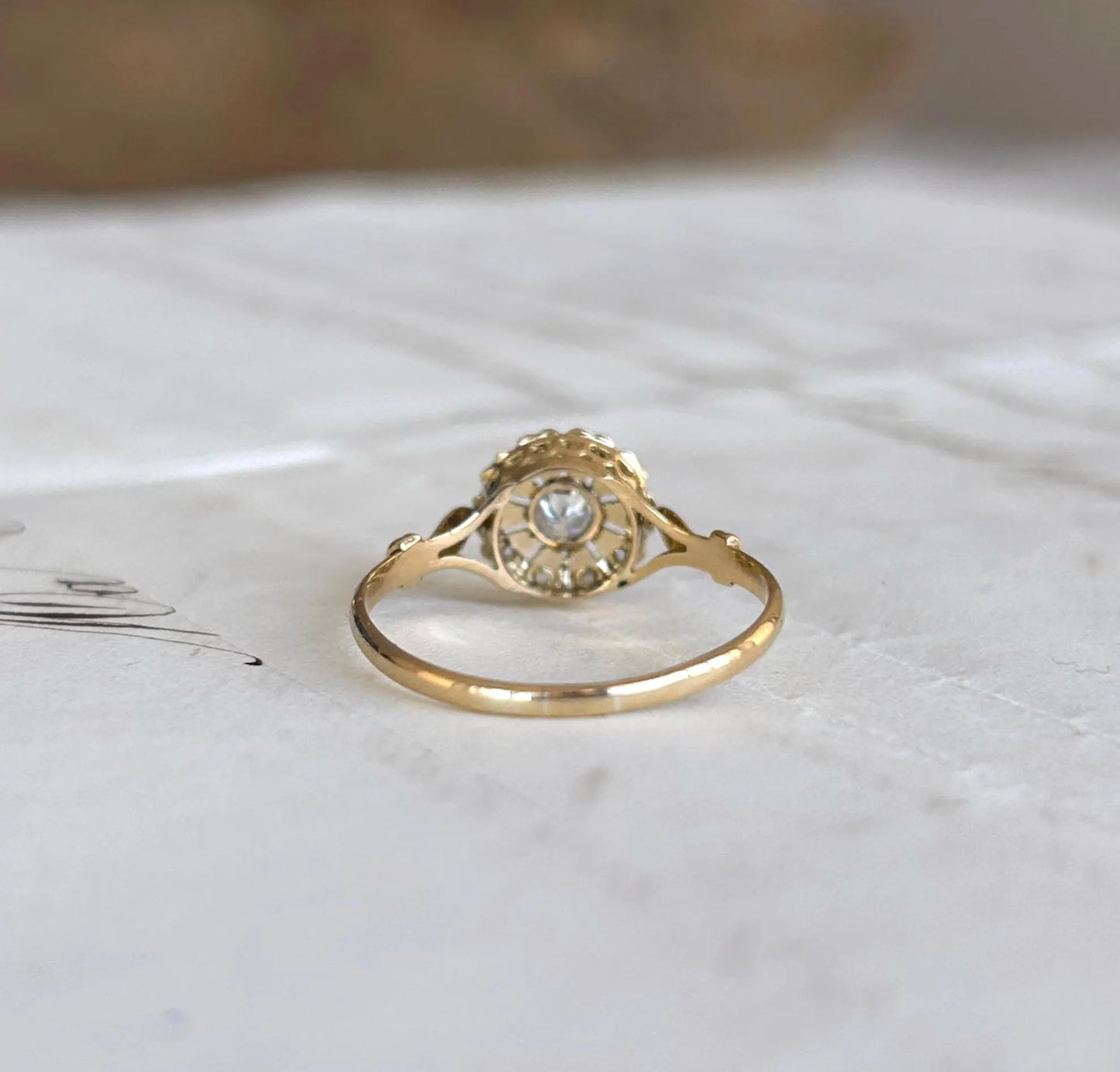 Bague marguerite ancienne diamant or 18k Belle Époque
