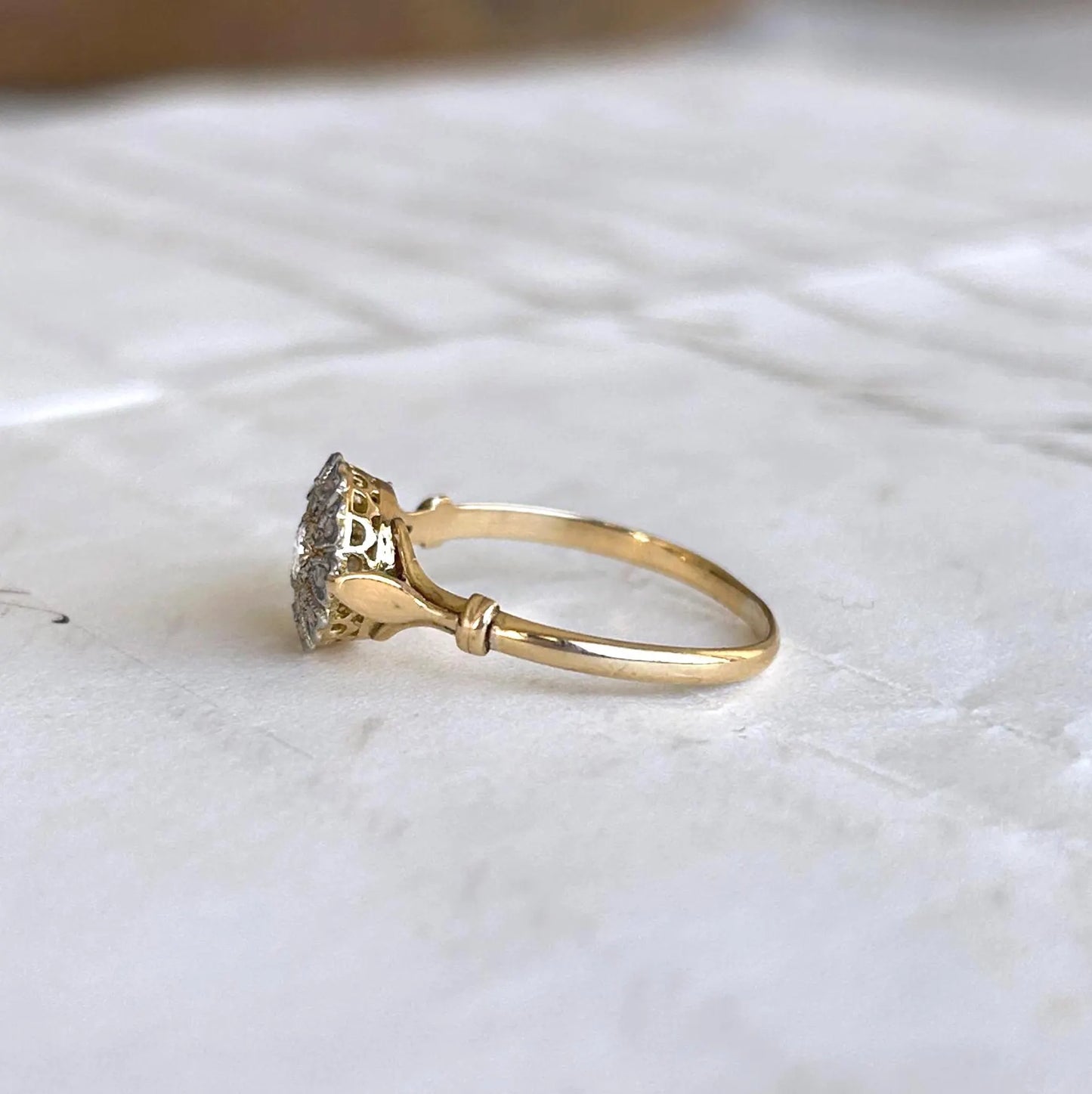 Bague marguerite ancienne diamant or 18k Belle Époque