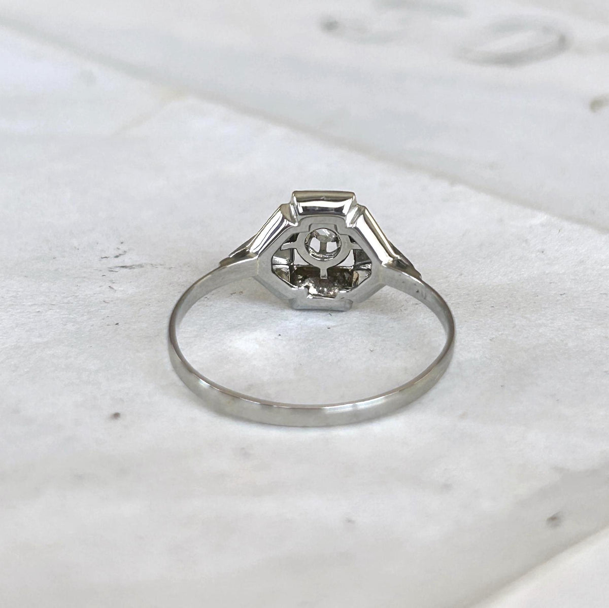 Bague Art Déco en or 18K et diamant taille rose, Bague ancienne années 1920-1930
