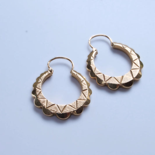 Créoles Vintage texturées en or 18K, style bohème chic