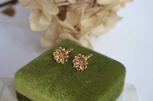 Boucles d'Oreilles Anciennes Dormeuses en Or 18k