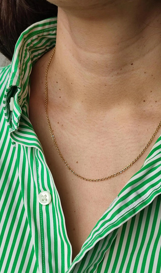 Chaine ancienne à maille limée en or jaune 750, 18k