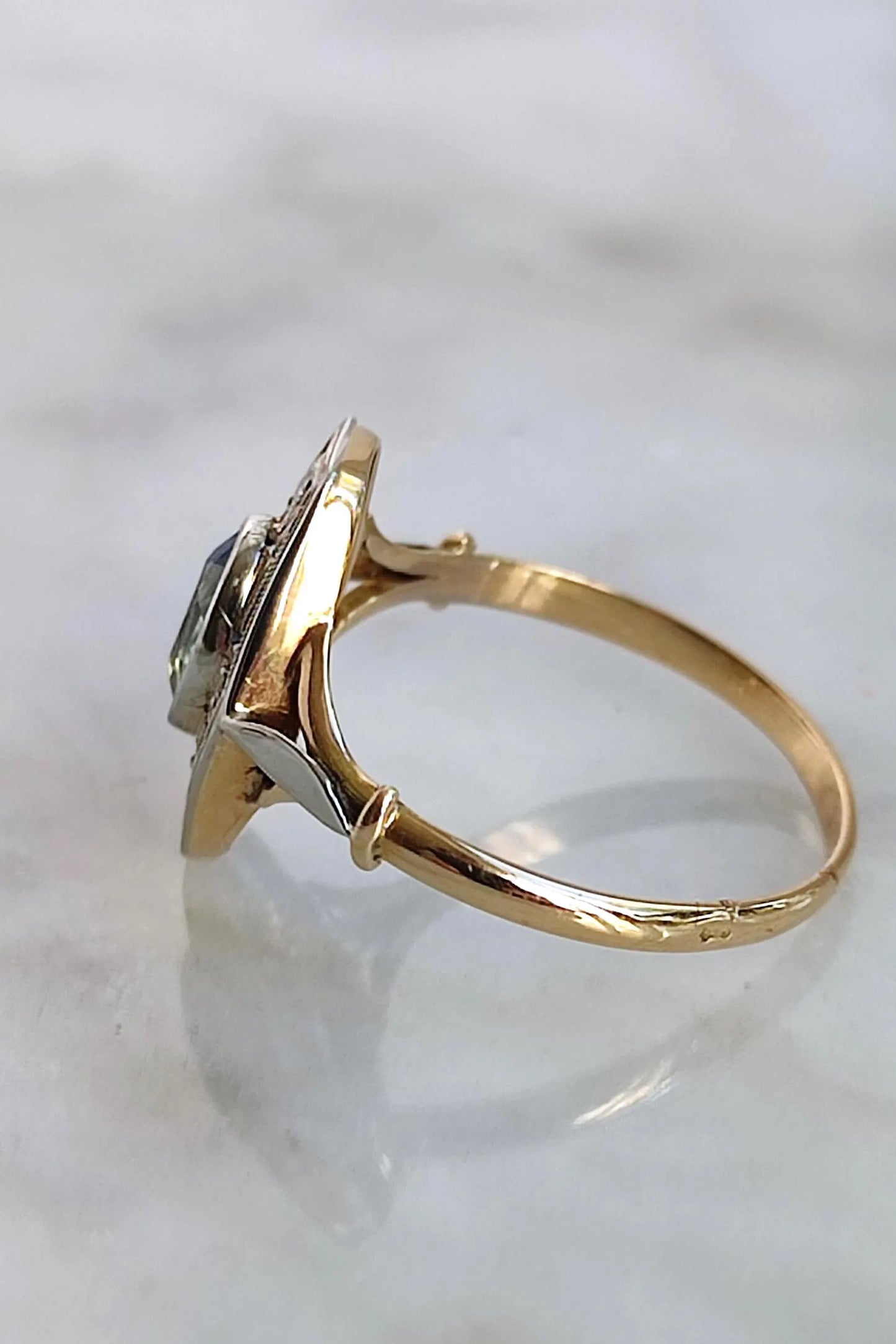Bague Or 18k Epoque Art Deco saphir bleu