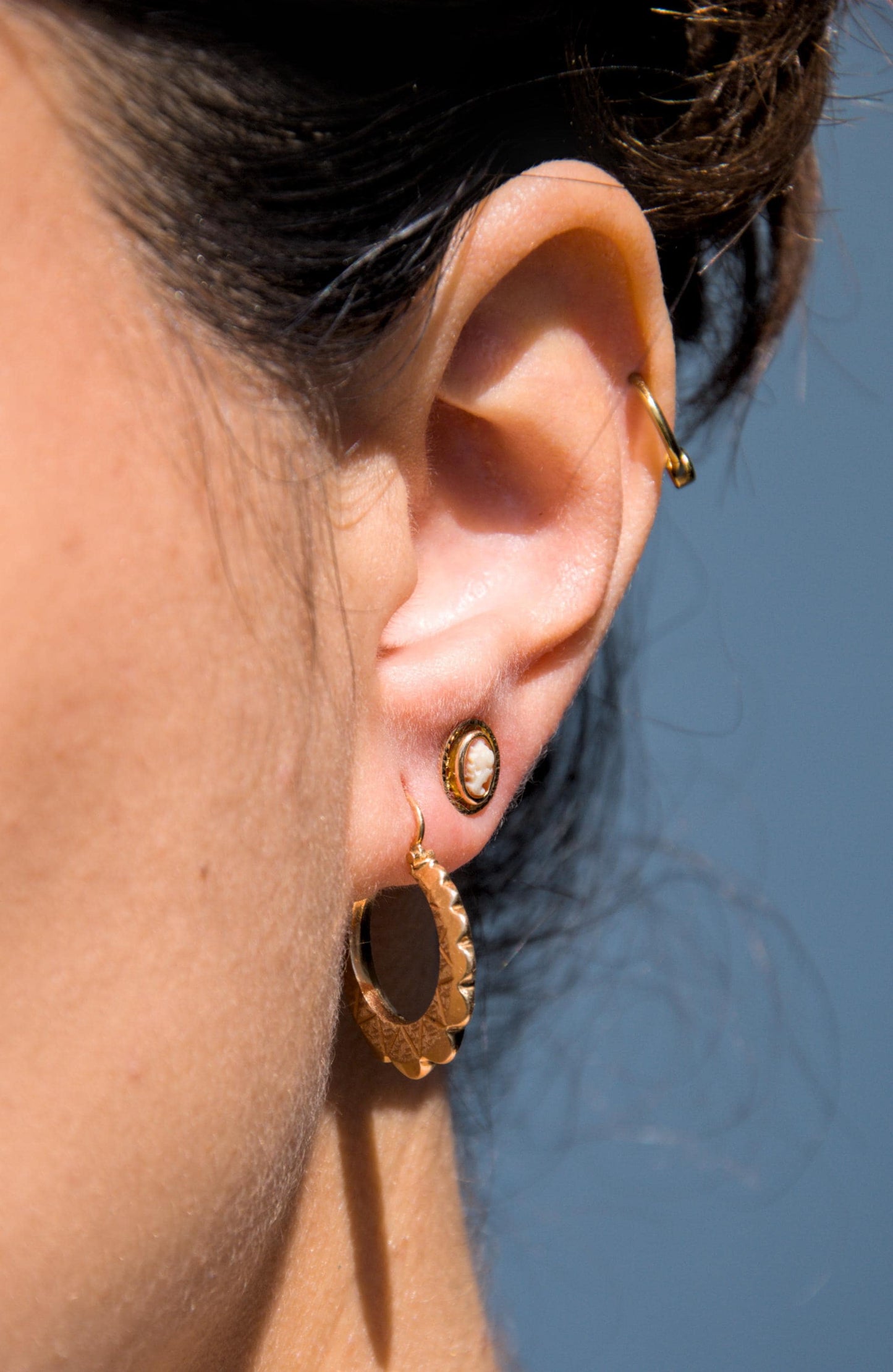 Créoles Vintage texturées en or 18K, style bohème chic