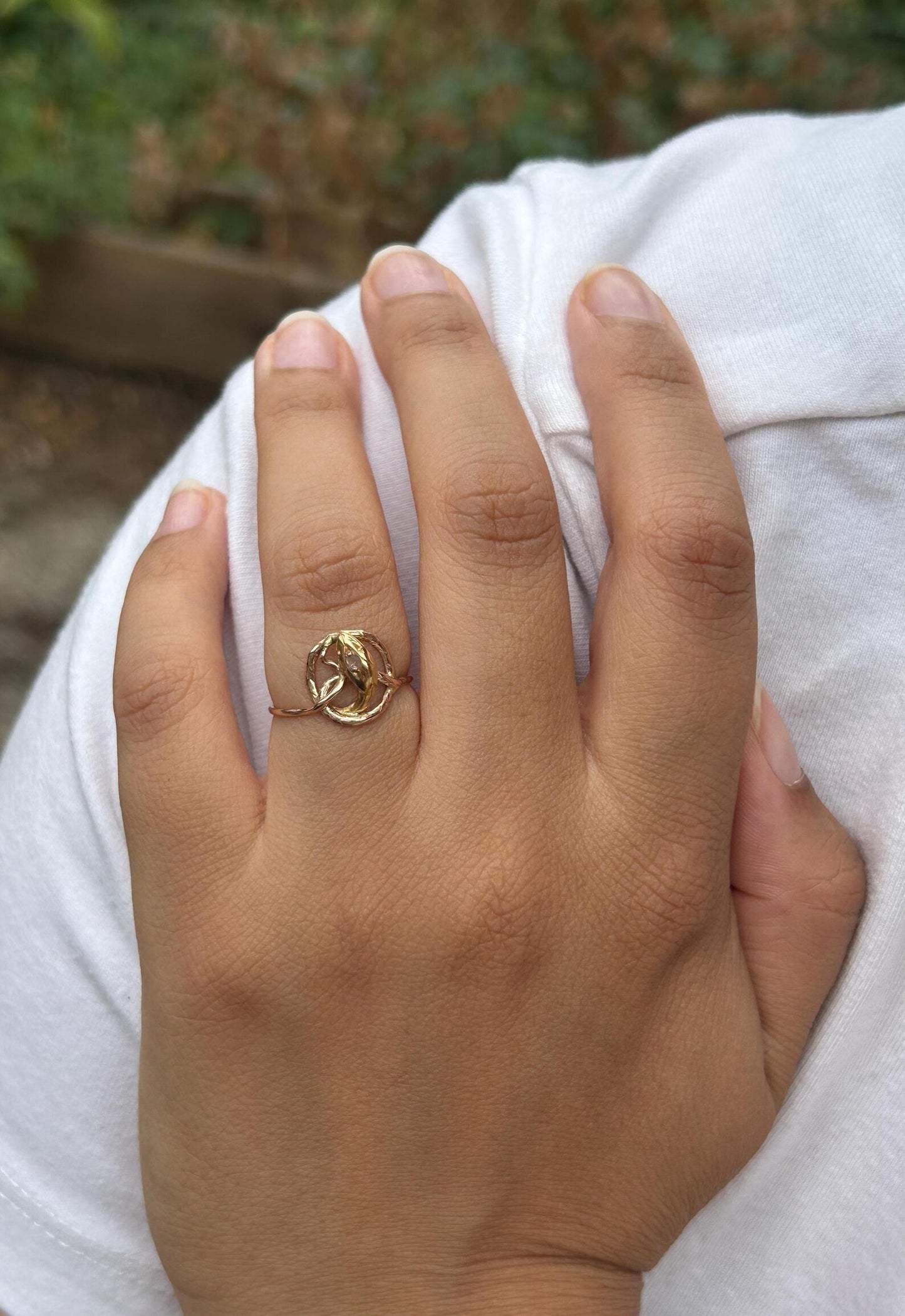 Bague serpent ancienne en or rose 18k (fin XIXe - début XXe siècle) et diamant - bague de fiançailles alternative