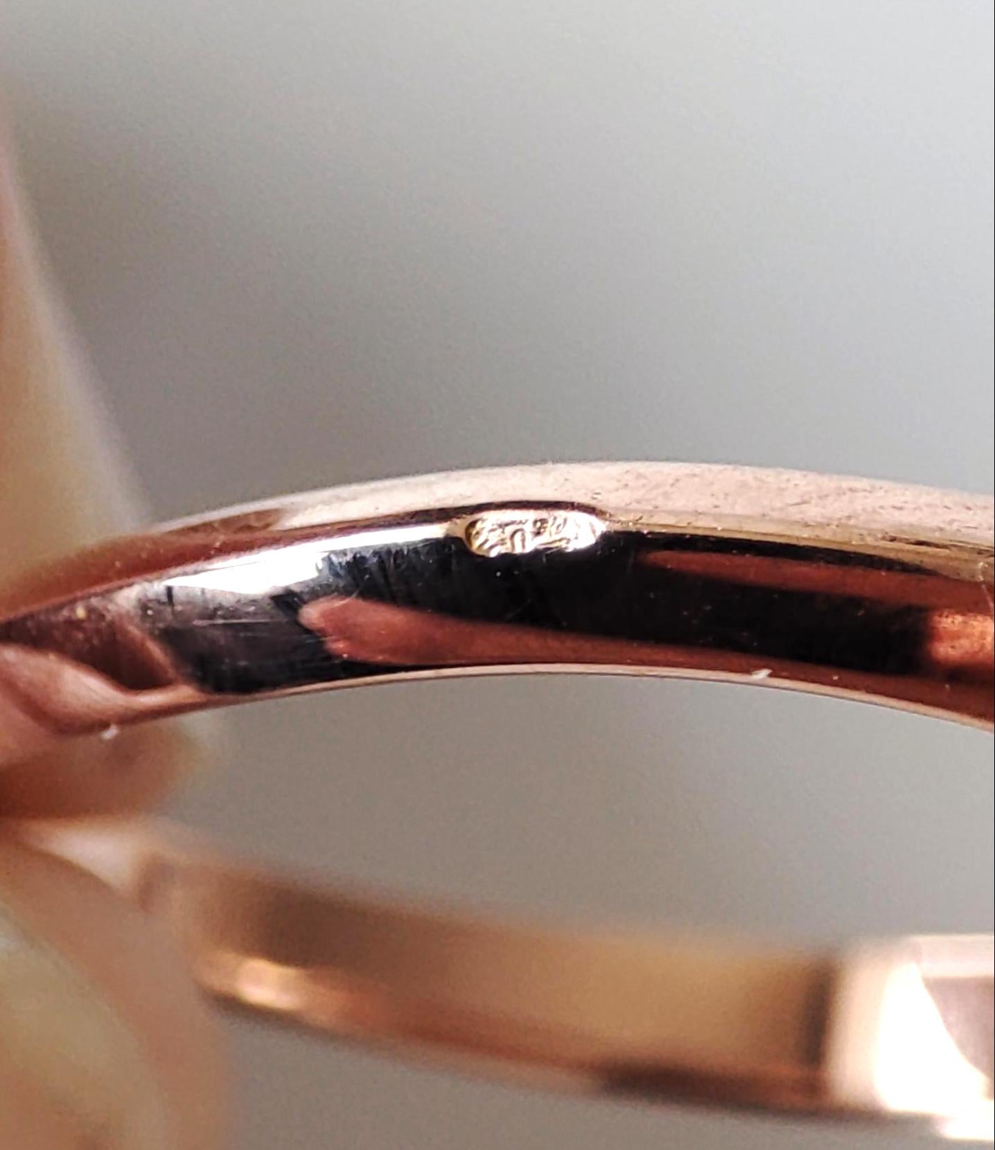 Bague solitaire diamant en or rose 18k - 19e siècle - bague de fiançailles ancienne